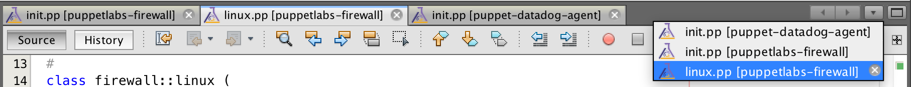 editor tabs